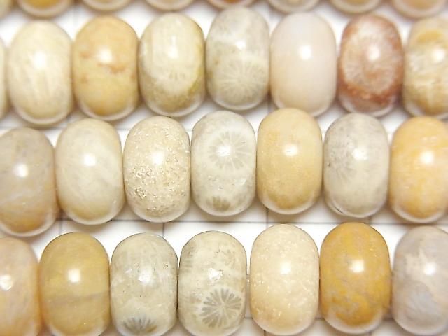Fossilkoralle Rondelle 10x10x6mm 1Strang Perlen (ca. 15 Zoll/36 cm)