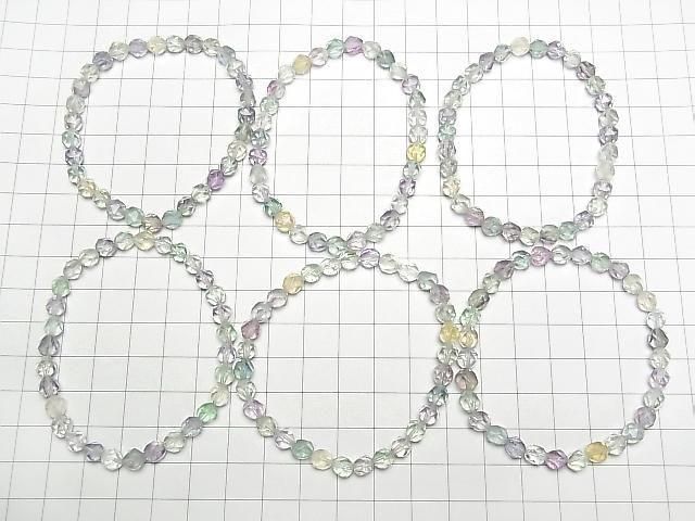 Multicolor Fluorit AAA 20 Facettierte Runde 6mm Pastellarmband