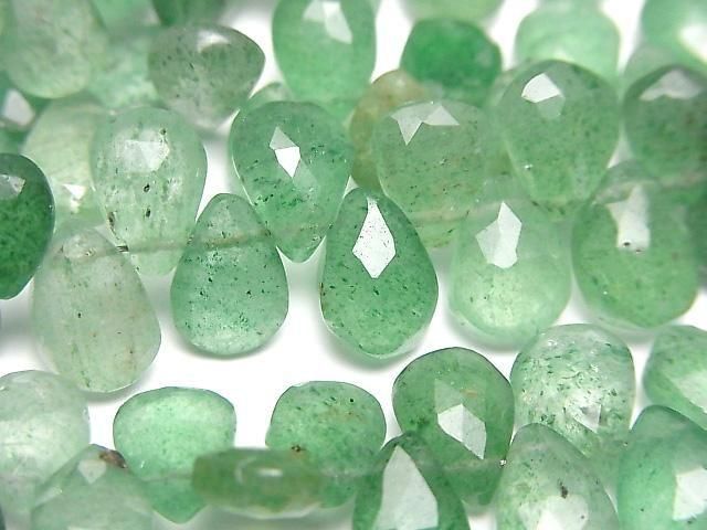 Grüner Aventurin AA++ Birnenform facettierte Briolette Halb- oder 1Strang Perlen (ca. 7 Zoll/18 cm)