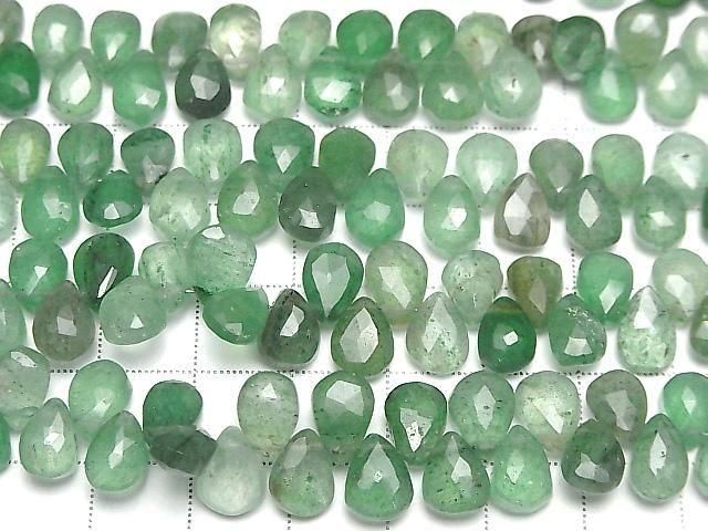 Grüner Aventurin AA++ Birnenform facettierte Briolette Halb- oder 1Strang Perlen (ca. 7 Zoll/18 cm)