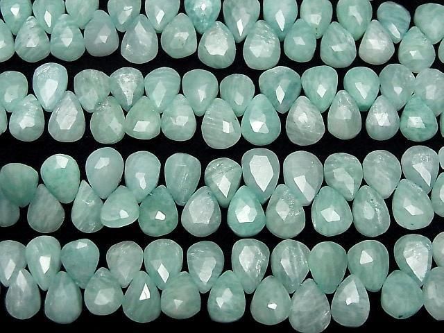 Amazonite AA++ Pear shape Faceted Briolette half or 1strand beads (aprx.7inch/17cm)