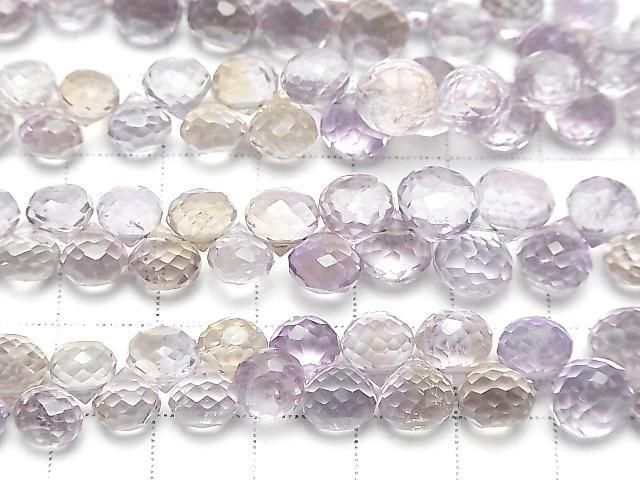 Hochwertiger Amethyst x Citrin AAA- Zwiebel-facettierte Briolette Halb- oder 1Strang Perlen (ca. 7 Zoll/18 cm)