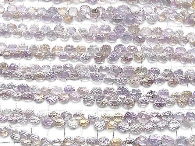 Hochwertiger Amethyst x Citrin AAA- Zwiebel-facettierte Briolette Halb- oder 1Strang Perlen (ca. 7 Zoll/18 cm)