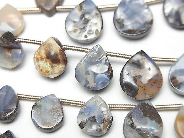 Boulder Opal Flat Pear shape 1strand beads (17 pcs)
