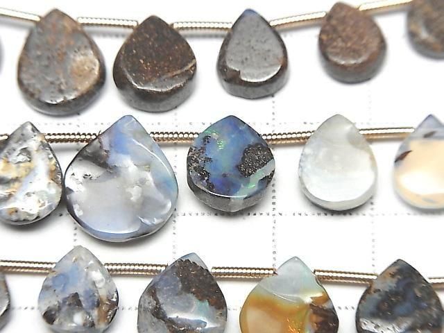 Boulder Opal Flat Pear shape 1strand beads (17 pcs)