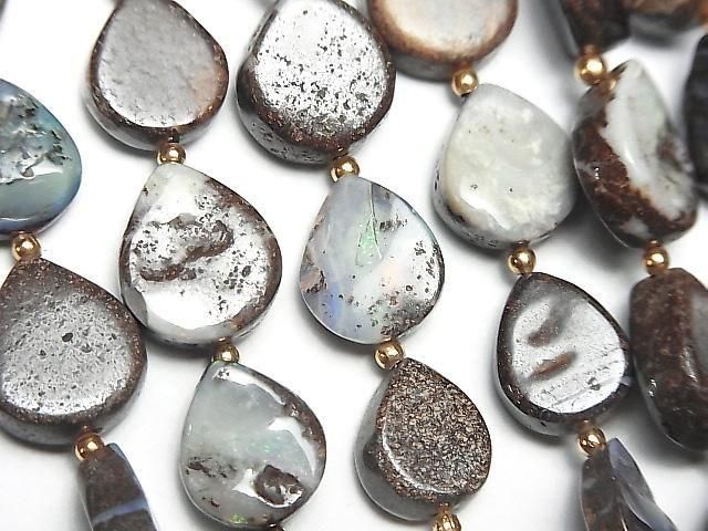Boulder Opal Vertical Hole Pear Shape 1strand beads (15 pcs)