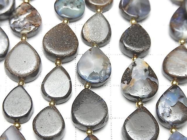 Boulder Opal Vertical Hole Pear Shape 1strand beads (15 pcs)