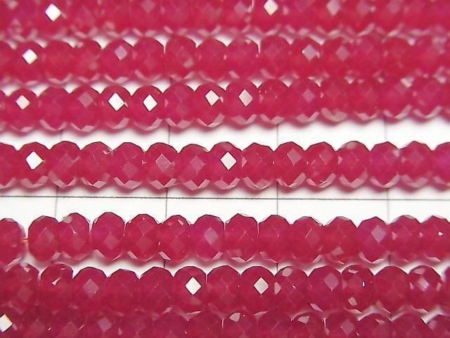Hochwertig! Synthetischer Rubin AAA Facettiert Knopf Rondelle 4x4x3mm Halb oder 1Strang Perlen (ca. 15 Zoll/37 cm)