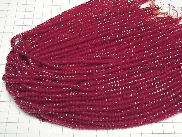 Hochwertig! Synthetischer Rubin AAA Facettiert Knopf Rondelle 4x4x3mm Halb oder 1Strang Perlen (ca. 15 Zoll/37 cm)
