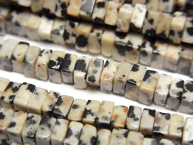 Dalmatiner-Jaspis Quadrat Rondelle (Scheibe) 4x4x2mm 1Strang Perlen (ca. 15 Zoll/37 cm)