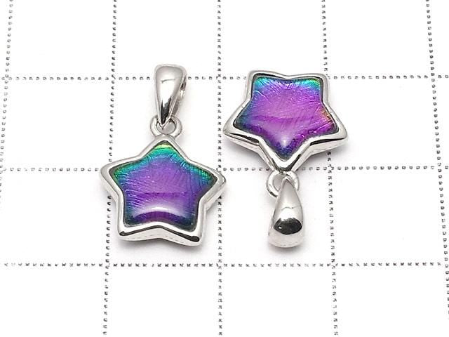 Pendentif motif étoile météorite (Muonionalusta) 11x11mm couleur arc-en-ciel Argent925 1 pièce