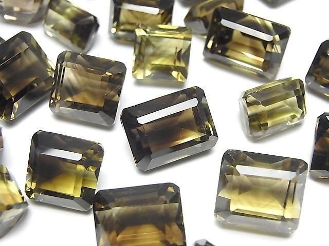 高品質檸檬石英 x 煙水晶 AAA 裸石方形 - 長方形刻面混合尺寸 2 件裝