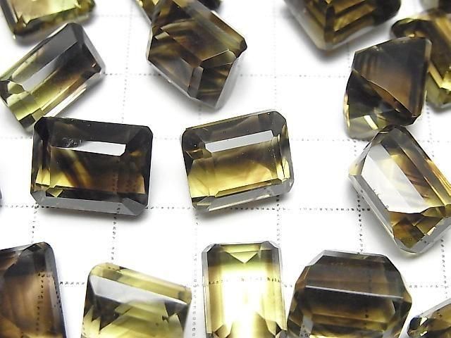 高品質檸檬石英 x 煙水晶 AAA 裸石方形 - 長方形刻面混合尺寸 2 件裝
