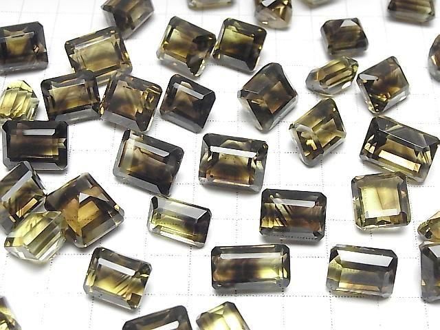高品質檸檬石英 x 煙水晶 AAA 裸石方形 - 長方形刻面混合尺寸 2 件裝