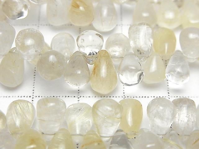 Rutilquarz AA Tropfen (Glatt) halb oder 1 Strang Perlen (ca. 7 Zoll/18 cm)