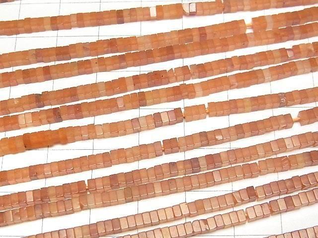 Oranger Aventurin quadratische Rondelle (Scheibe) 2.5x2.5x1.5mm 1 Strang Perlen (ca. 37 cm)
