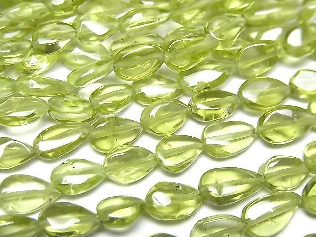 Peridot AA++ Vertikales Loch Birnenform (glatt) 1Strang Perlen (ca. 30 cm)