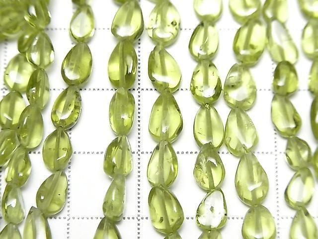 Peridot AA++ Vertikales Loch Birnenform (glatt) 1Strang Perlen (ca. 30 cm)