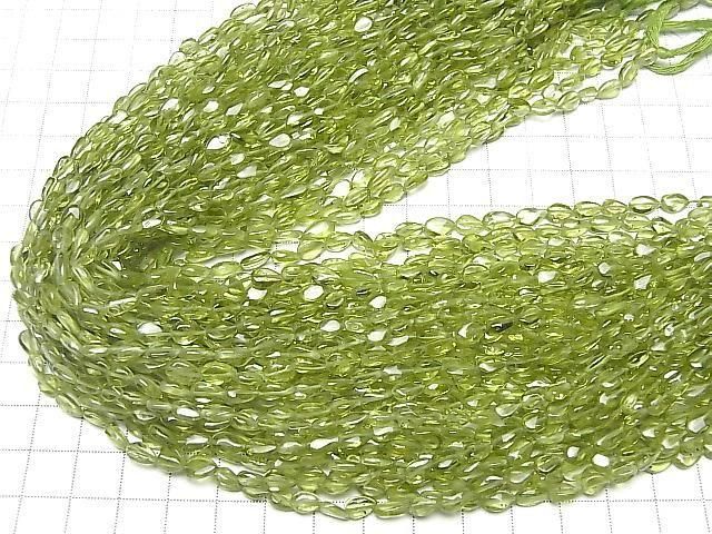 Peridot AA++ Vertikales Loch Birnenform (glatt) 1Strang Perlen (ca. 30 cm)
