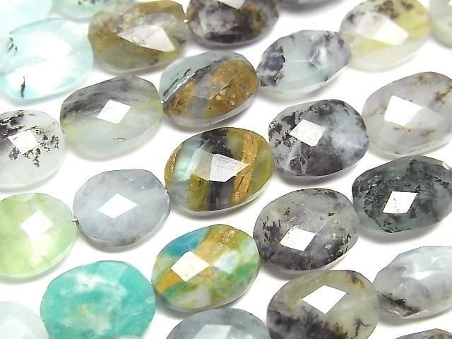 Peruanischer blauer Opal facettierter Oval 1Strang Perlen (12Stk)