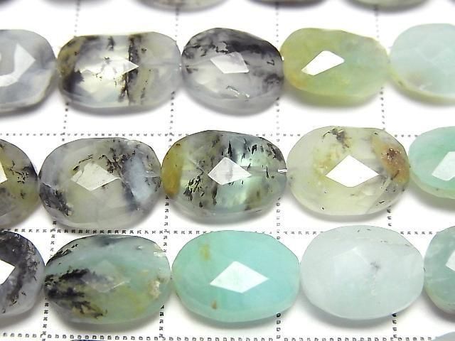 Peruanischer blauer Opal facettierter Oval 1Strang Perlen (12Stk)