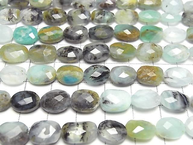 Peruanischer blauer Opal facettierter Oval 1Strang Perlen (12Stk)