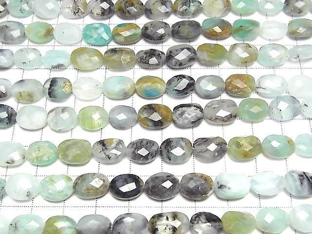 Peruanischer blauer Opal facettierter Oval 1Strang Perlen (12Stk)
