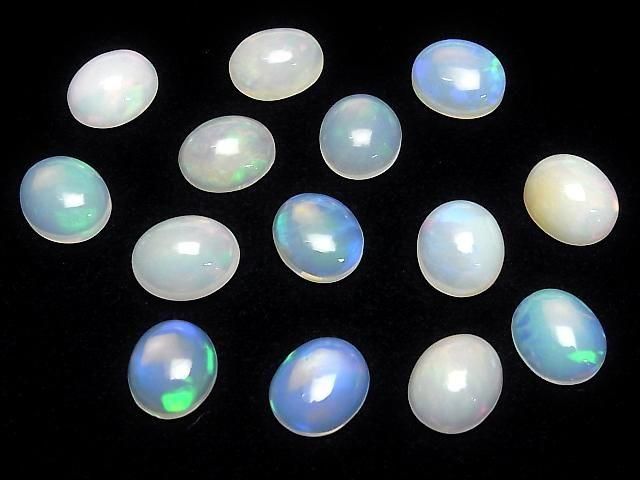 Hochwertiger äthiopischer Opal AAA- Oval-Cabochon 14x12mm 2Stk