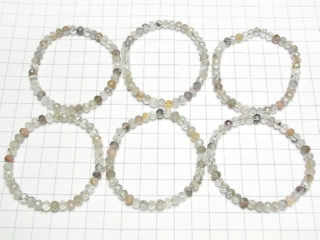 Hochwertig! Gartenquarz AA++ facettierte Knopf-Rondelle-Armband 6x6x4,5mm