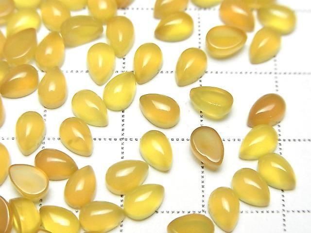 Chalcédoine Jaune AAA Cabochon Poire 6x4mm 10pcs