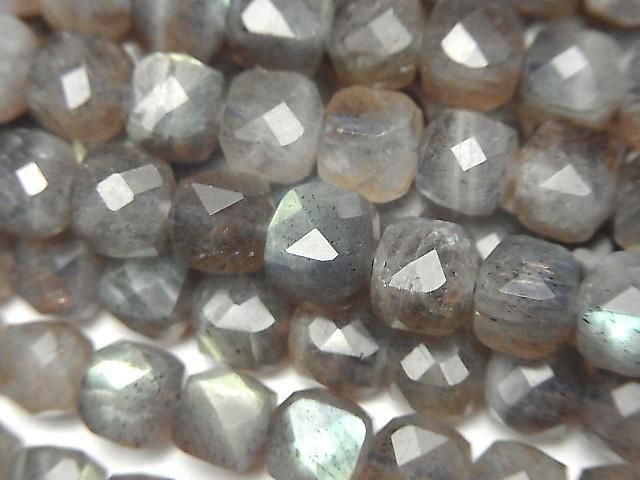 Hochwertig! Labradorit AA++ Würfelform 6x6x6mm halb oder 1 Strang Perlen (ca. 15 Zoll/36 cm)