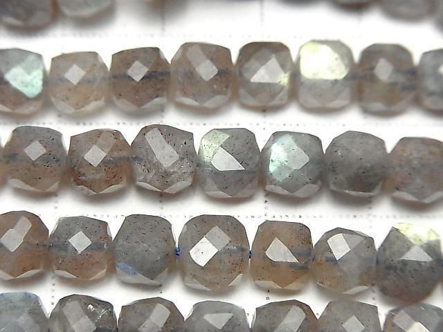 Hochwertig! Labradorit AA++ Würfelform 6x6x6mm halb oder 1 Strang Perlen (ca. 15 Zoll/36 cm)