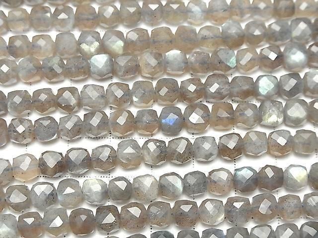 Hochwertig! Labradorit AA++ Würfelform 6x6x6mm halb oder 1 Strang Perlen (ca. 15 Zoll/36 cm)