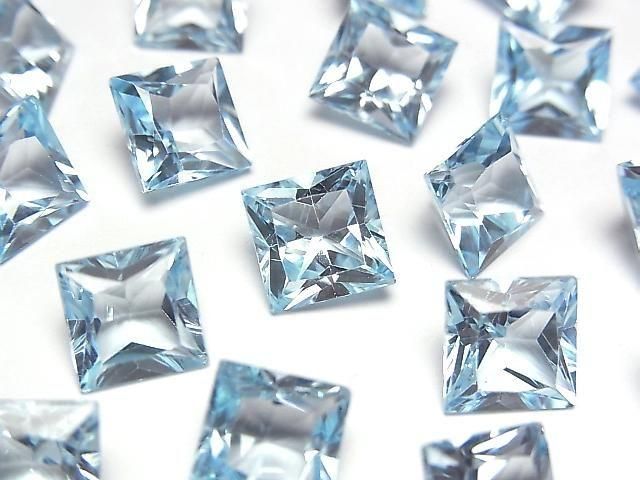 Hochwertig Himmelblauer Topas AAA loser Stein Prinzessschliff 8x8mm 1 Stück
