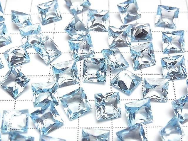 Hochwertig Himmelblauer Topas AAA loser Stein Prinzessschliff 8x8mm 1 Stück