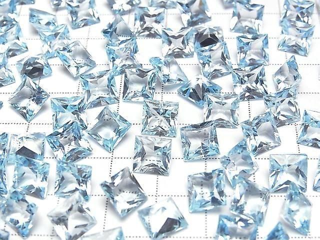 Hochwertig Himmelblauer Topas AAA loser Stein Prinzessschliff 8x8mm 1 Stück