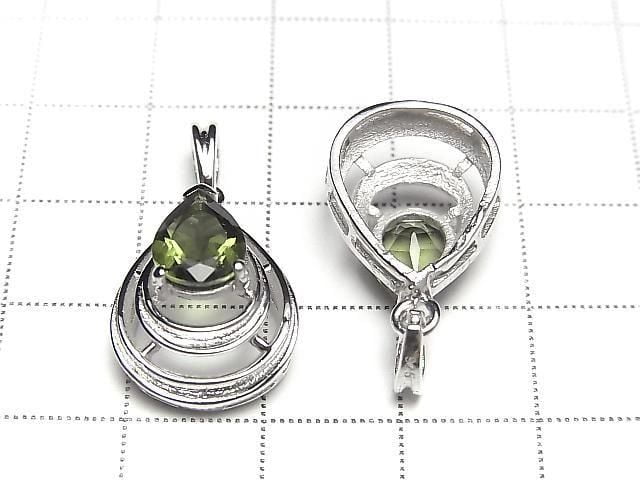 Hochwertiger Moldavit AAA Tropfenform facettiert 9x7mm Anhänger Silber925 1 Stück