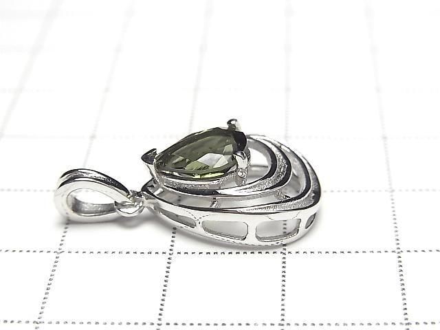 Hochwertiger Moldavit AAA Tropfenform facettiert 9x7mm Anhänger Silber925 1 Stück