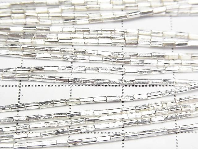 Karen Silver Square Tube 2.5x1x1mm White Silver 1/8 or 1strand beads (approx. 27 inches/68 cm)
