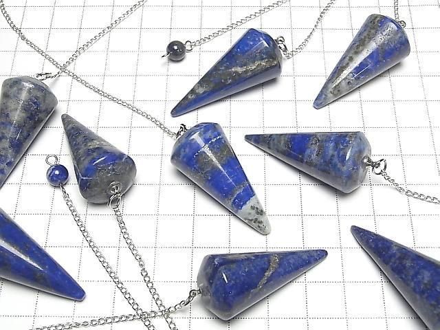Lapislazuli AA Pendel (glatt) 37x18x18mm mit Kette 1 Stück