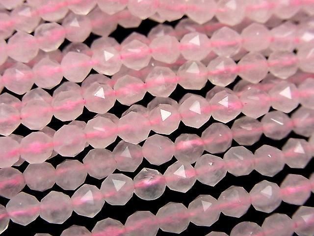 高品質!星刻面刻面薔薇石英 AA+ 圓形 4mm 串珠(約 15 英吋/36 公分)