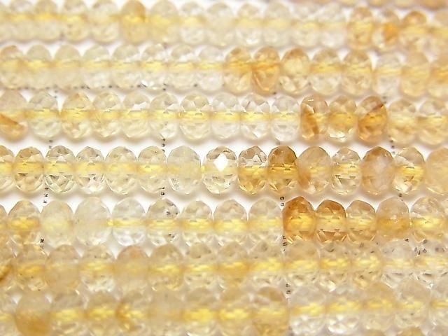 Hochwertig! Citrin AA++ Facettierte Knopf-Rondelle 4x4x2mm 1Strang Perlen (ca. 15 Zoll/37 cm)