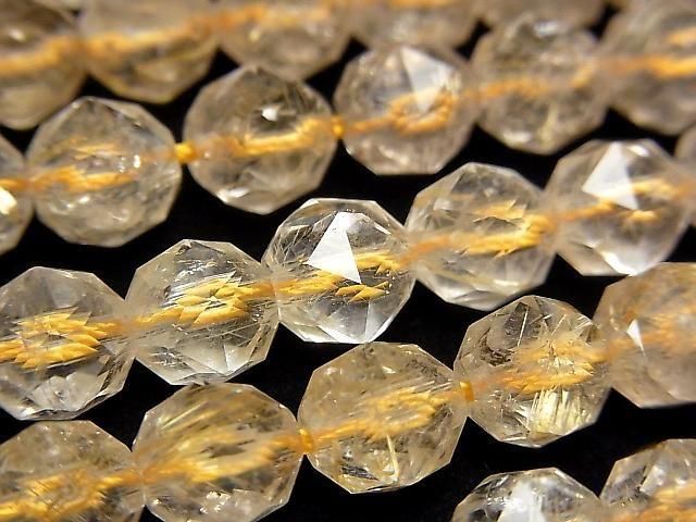 High Quality! Rutilated Quartz AA+ Star Faceted Round 8mm 1/4 or 1strand beads (approx. 15 inches/38 cm)