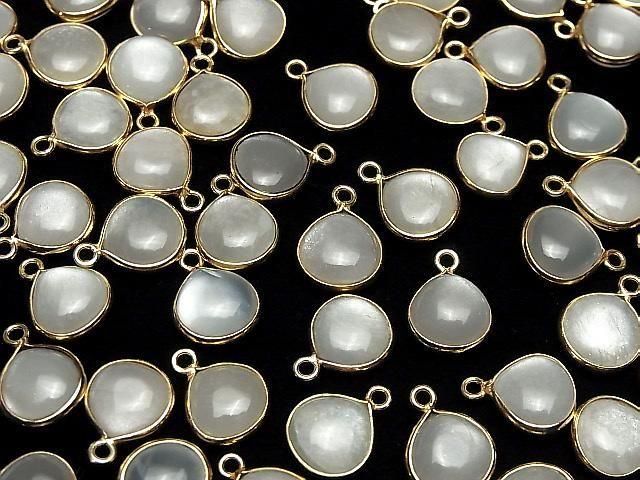 Weißer Mondstein AA++ Zargenfassung Kastanie 11x11mm 18KGP 2Stück