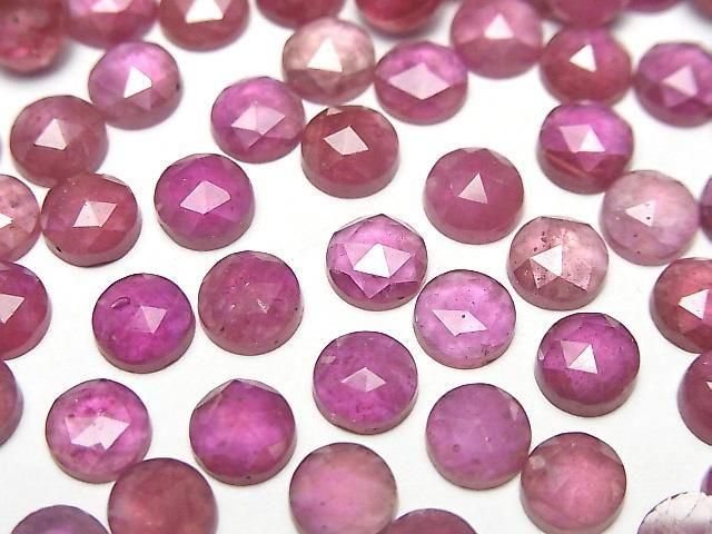 Rubin AA++ Runde Rosen-Schliff 6x6mm 2Stück