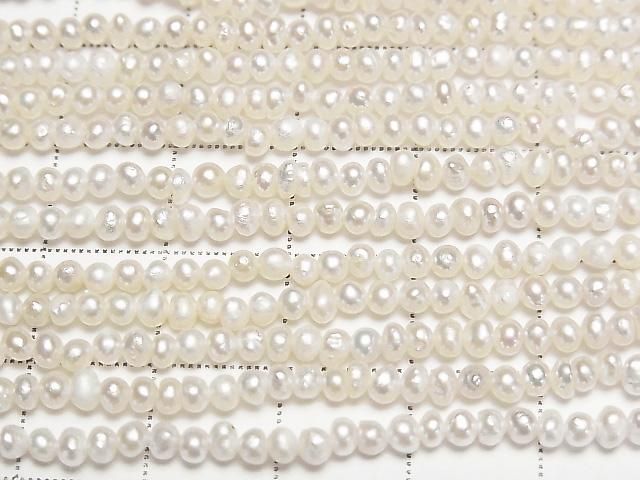 Frischwasserperle AA Kartoffel 3mm Weiß 1strang Perlen (ca. 14 Zoll/35 cm)