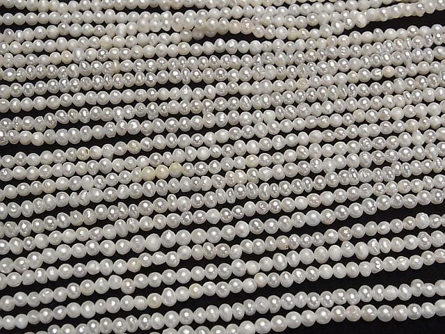Frischwasserperle AA Kartoffel 3mm Weiß 1strang Perlen (ca. 14 Zoll/35 cm)