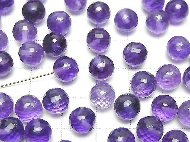 Hochwertiger Amethyst AAA- Halb Durchbohrtes Facettiertes Rund 8mm 2Stück