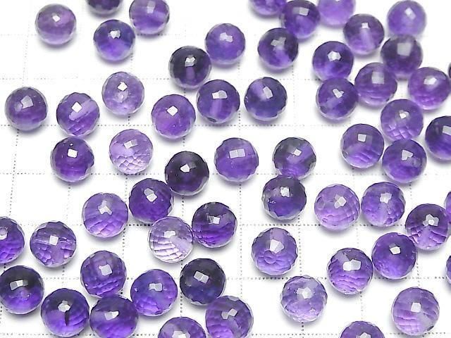 Hochwertiger Amethyst AAA- Halb Durchbohrtes Facettiertes Rund 8mm 2Stück