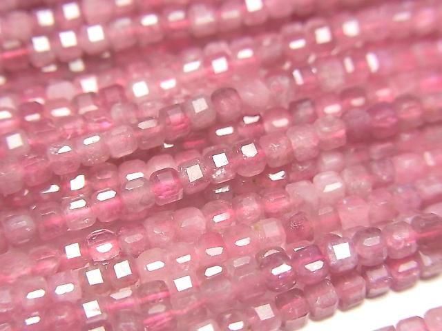 Hochwertiger! Rosa Turmalin AA++ Würfelform 2x2x2mm 1strang Perlen (ca. 15 Zoll/37 cm)